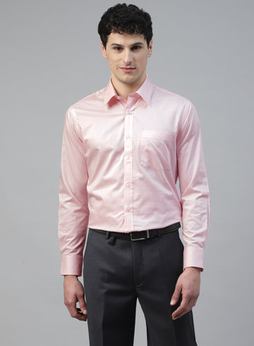 Pink 100% Cotton Solid Formal Shirt