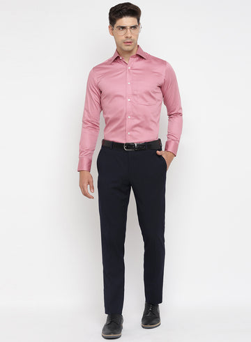 Onion Pink Cotton Solid Formal Shirt