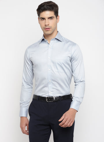 Light Grey Cotton Solid Formal Shirt