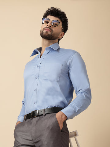Sky Blue Cotton Formal Shirt