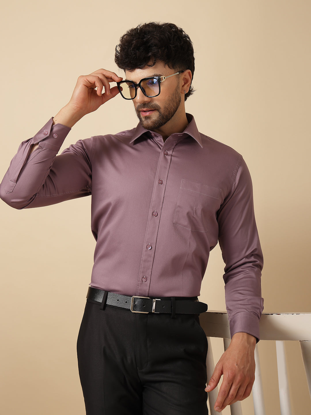 Mauve Cotton Formal Shirt