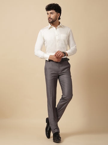 Cream Cotton Satin Formal Shirt