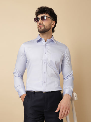 Light Blue Cotton Satin Formal Shirt