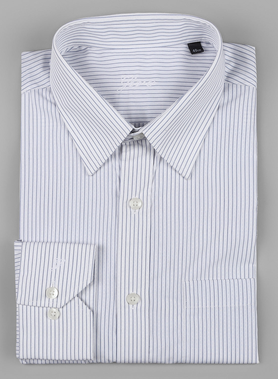 White & Blue Cotton Stripe Formal Shirt