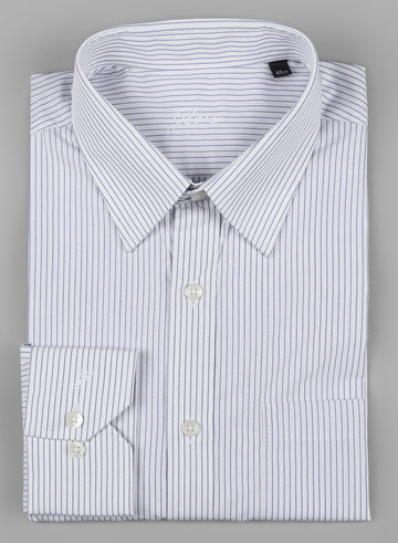 White & Blue Cotton Stripe Formal Shirt