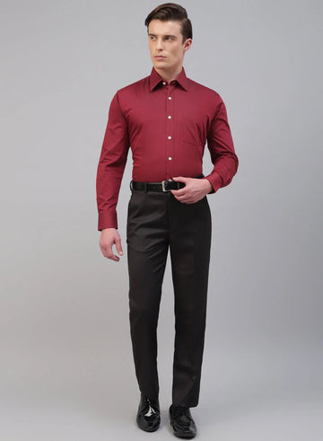 Maroon Cotton Full Sleeve Shirt