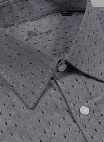 Grey Cotton Structured Formal Shirt