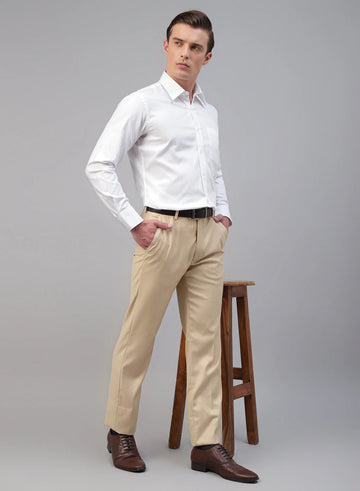 White Cotton Self Stripe Full Sleeve Shirt