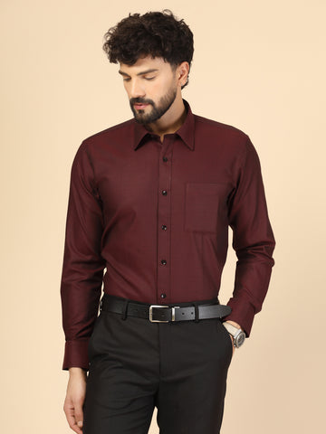 Maroon 100% Cotton Structured Shirt