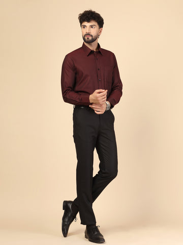 Maroon 100% Cotton Structured Shirt