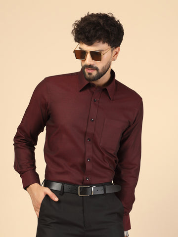 Maroon 100% Cotton Structured Shirt