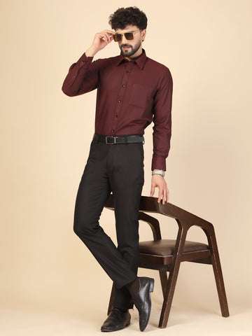 Maroon 100% Cotton Structured Shirt