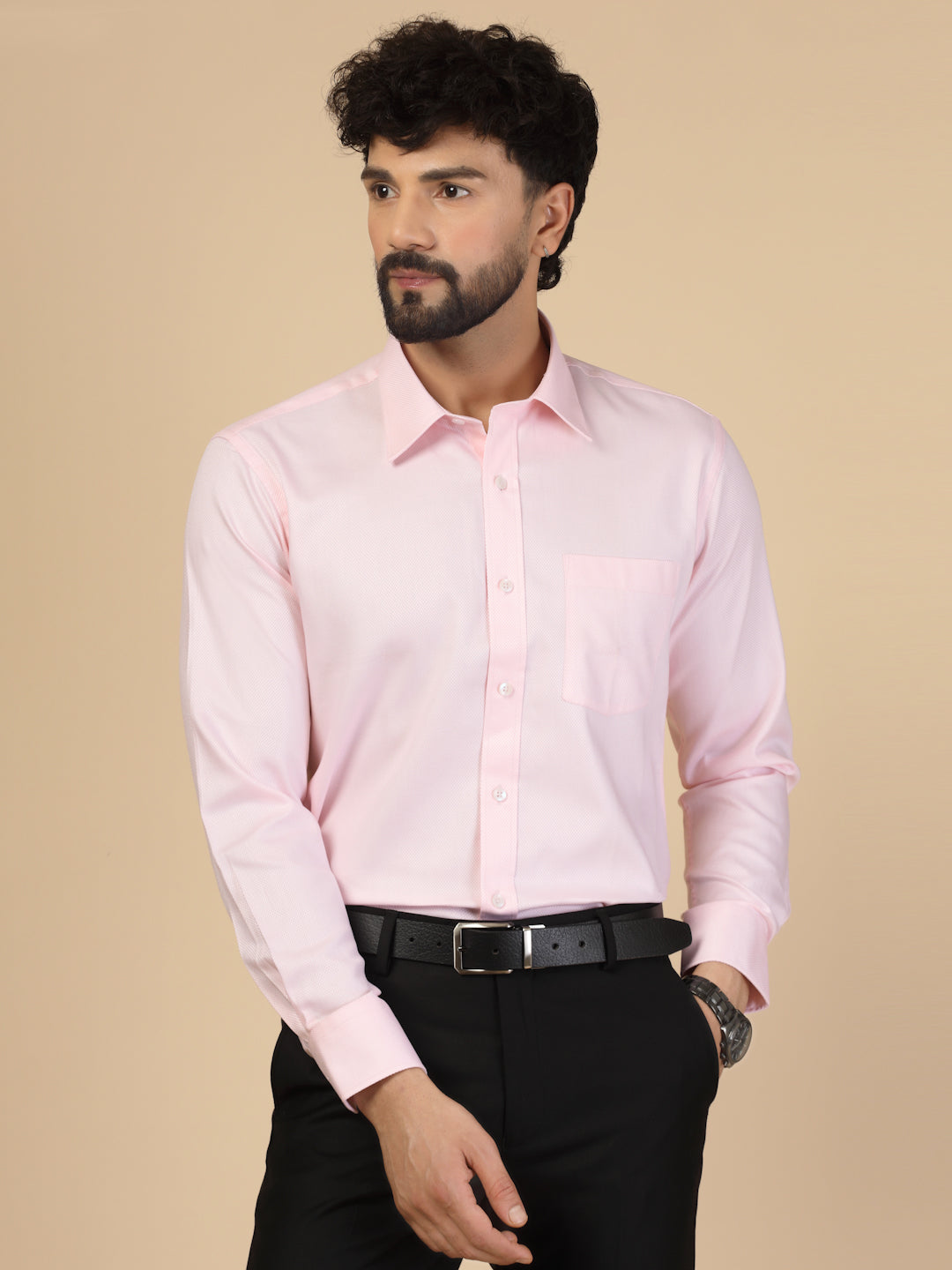 Light Pink 100% Cotton Structured Shirt