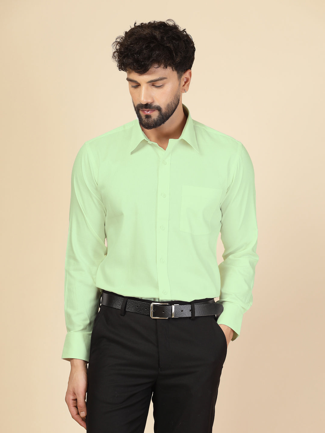 Light Green 100% Cotton Structured Shirt