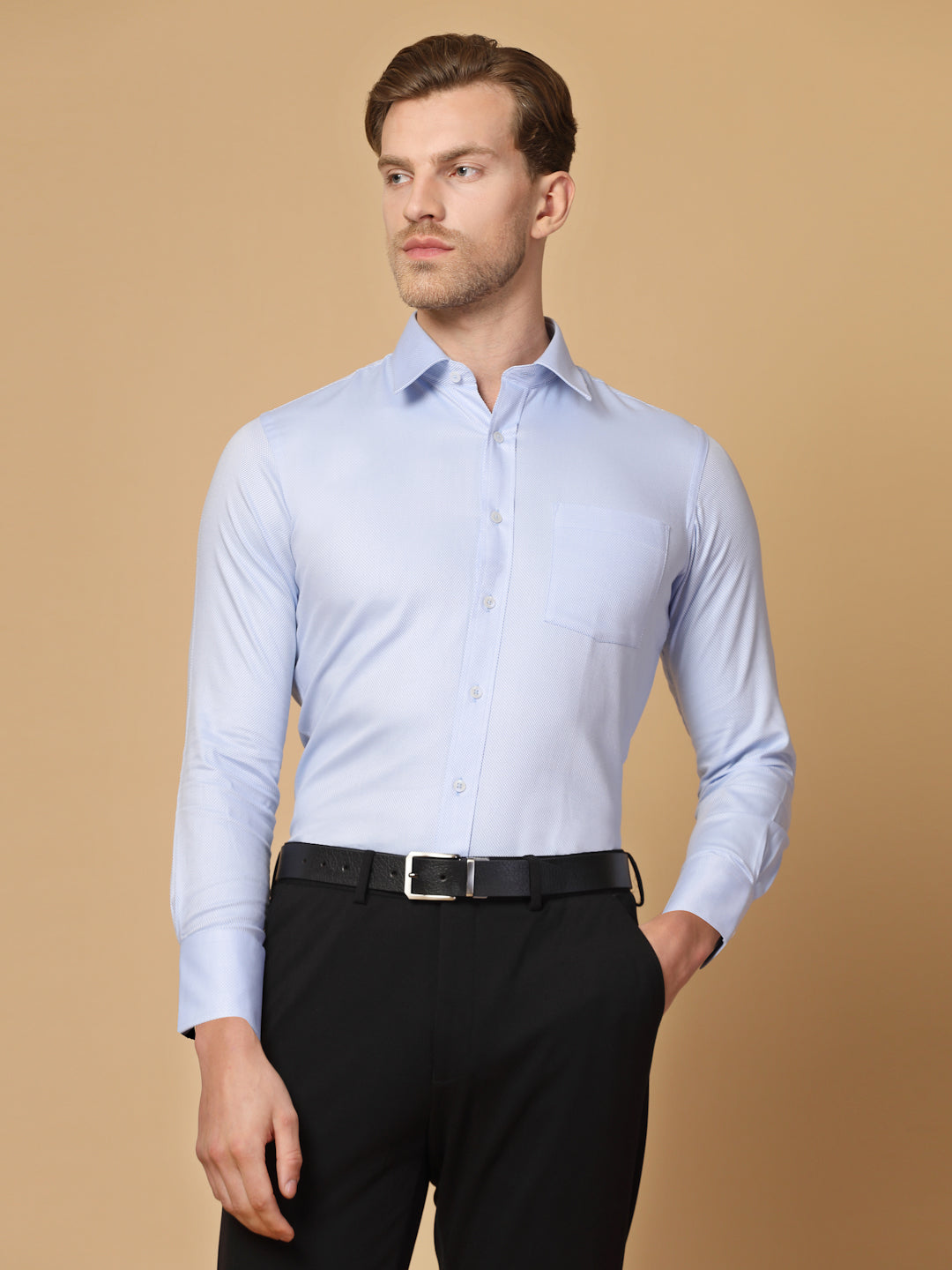 Light Blue 100% Cotton Structured Shirt