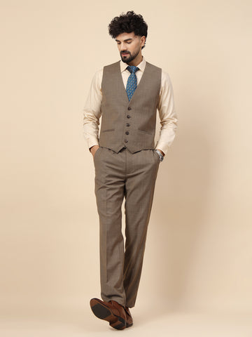 Light Brown Polywool 3pcs Suit