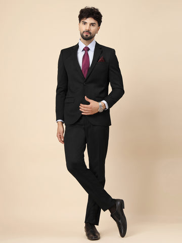 Black Polywool 2pcs Formal Suit