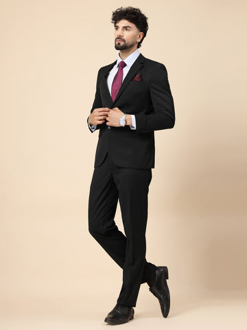 Black Polywool 2pcs Formal Suit