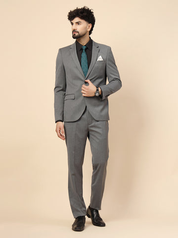 Grey Polywool 2pcs Formal Suit