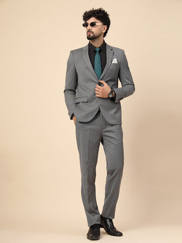 Grey Polywool 2pcs Formal Suit