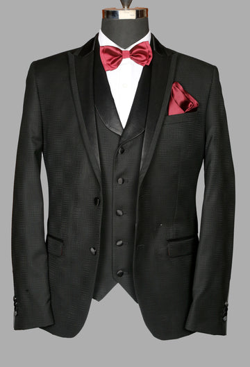 Black Self Woven Designer Suit