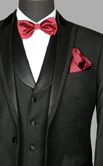 Black Self Woven Designer Suit