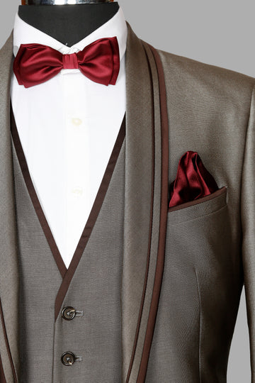 Brown Solid Designer Suit