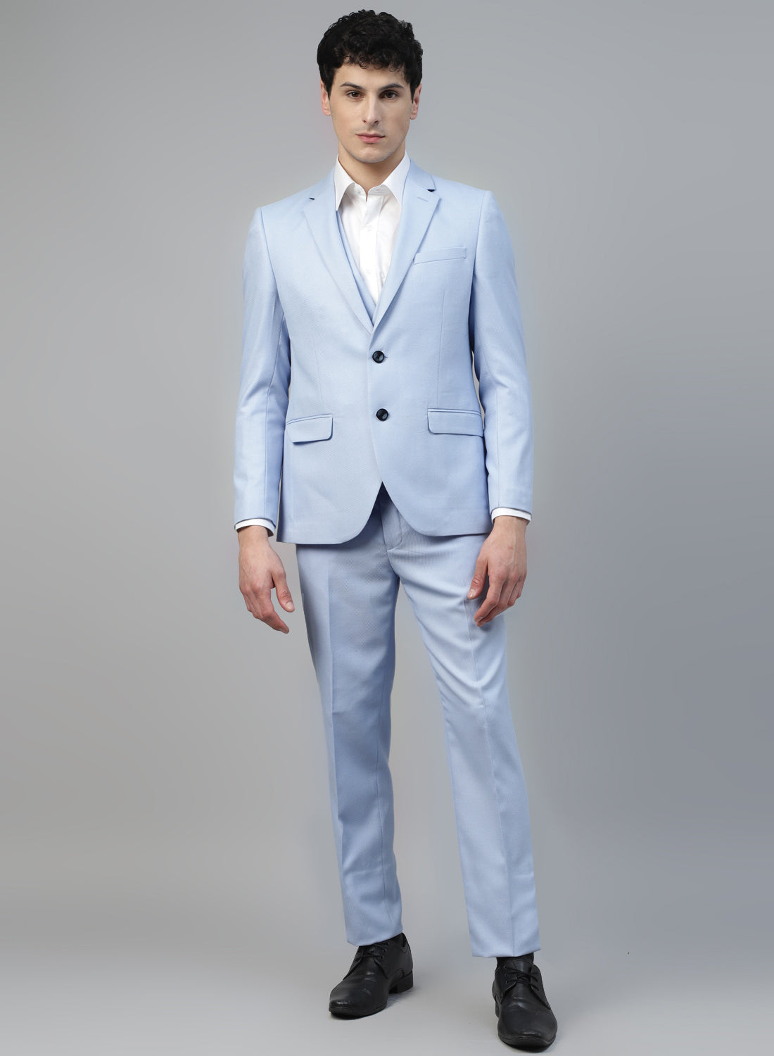 Sky Blue Solid Designer 3Pcs Suit