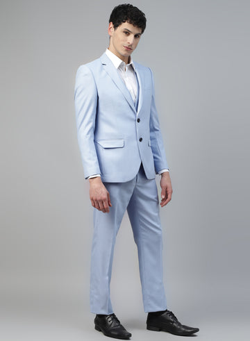 Sky Blue Solid Designer 3Pcs Suit