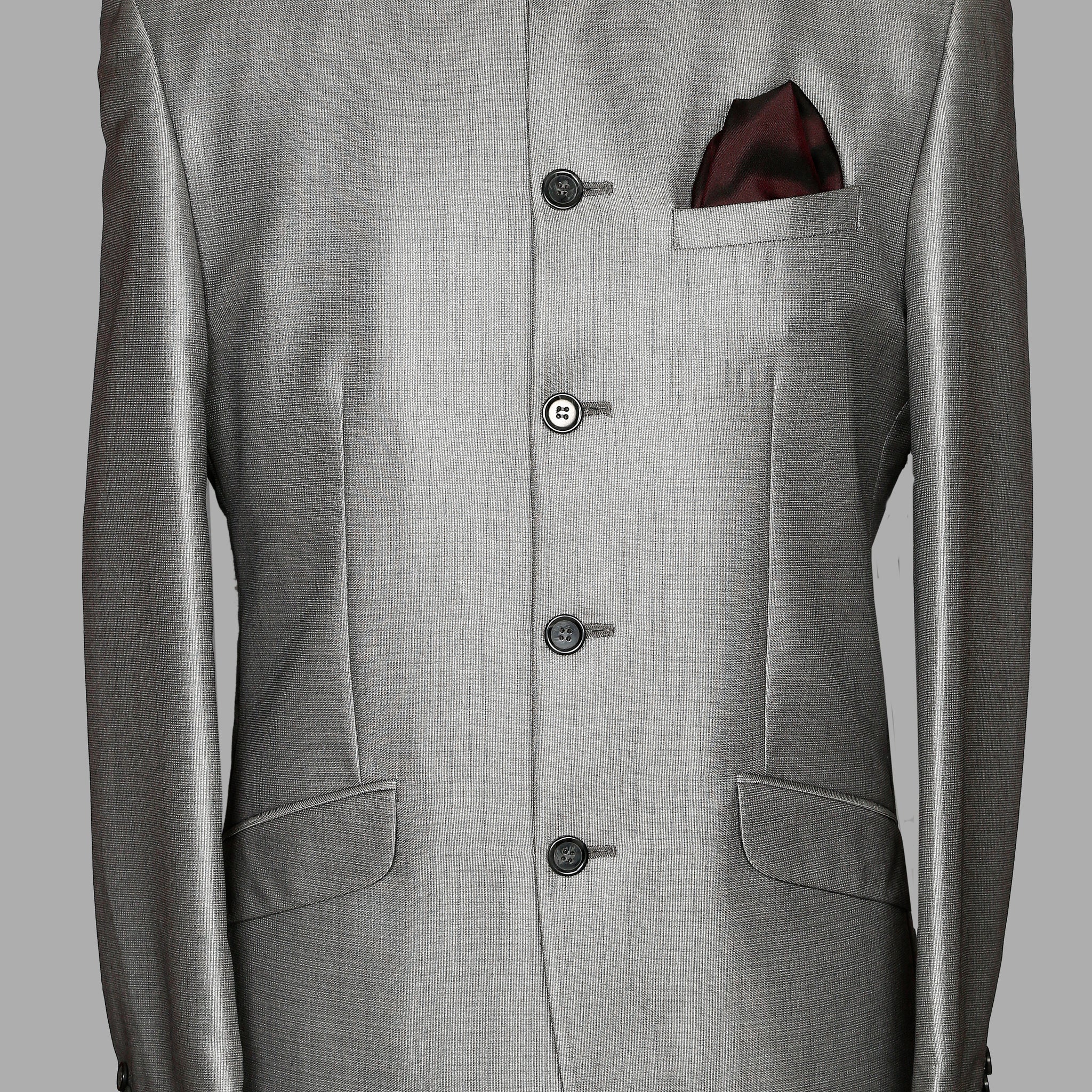 Grey Solid Bandhgala Suit