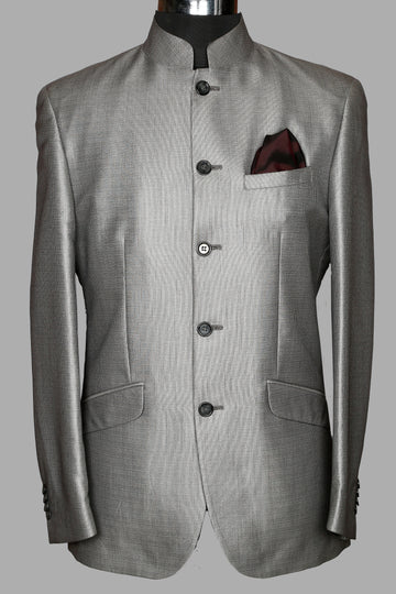 Grey Solid Bandhgala Suit