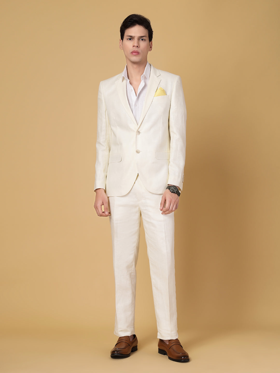 Light Cream Linen Hemp Suit