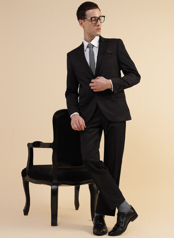 Charcoal Solid Crease Resistant 2pcs Suit