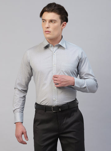Grey Cotton Structured Full Sleeve Shirt
