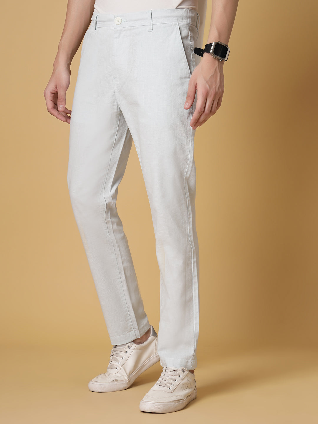 Light Blue Linen Slub Trouser
