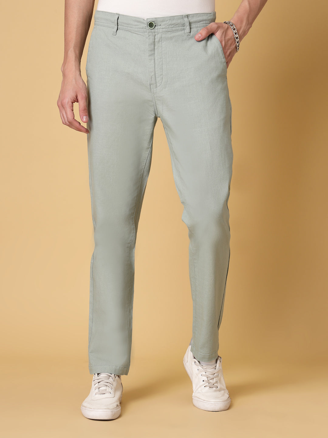 Light Green Linen Slub Trouser