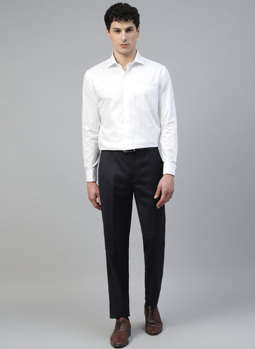 Navy Blue Gold Polywool Trouser