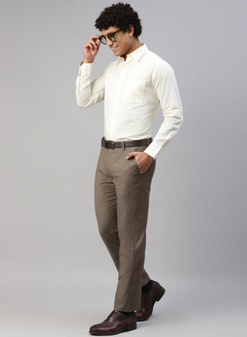 Light Brown Gold Polywool Trouser
