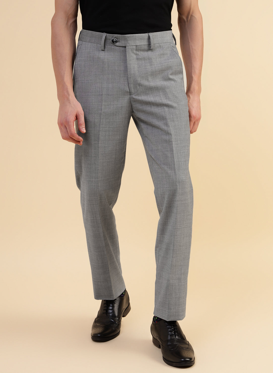 Light Grey Gold Polywool Trouser