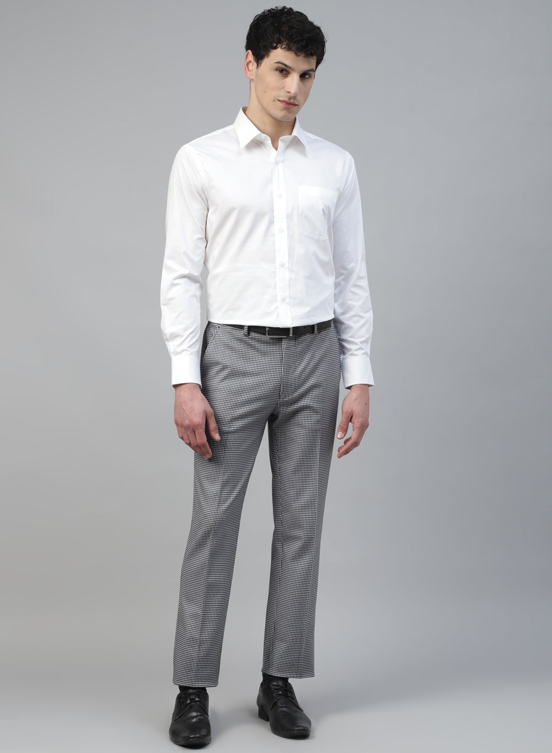 Grey Knit Uncrushable Check Formal Trouser