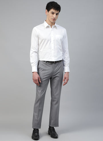 Grey Knit Uncrushable Check Formal Trouser