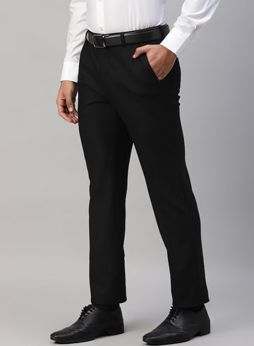 Black Knit Uncrushable Solid Formal Trouser