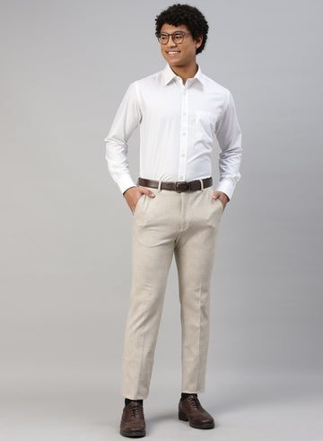 Beige Uncrushable Check Trouser