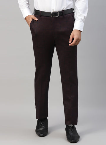 Wine Uncrushable Check Trouser
