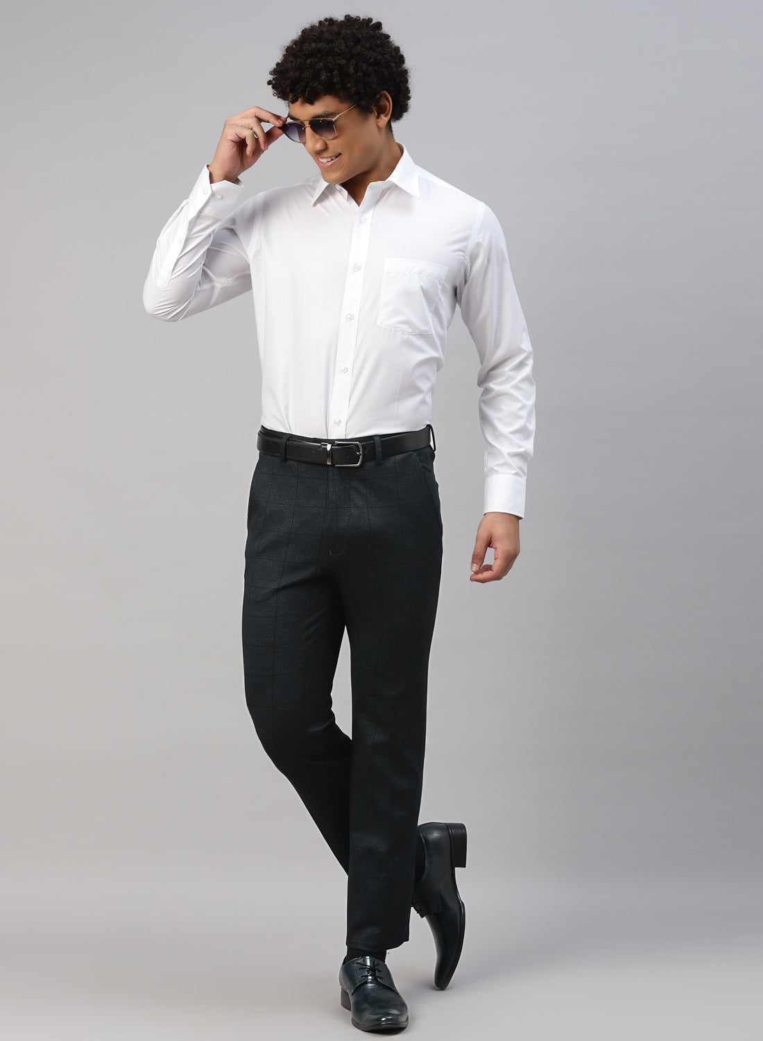 Green Knit Uncrushable Check Fashion Trouser