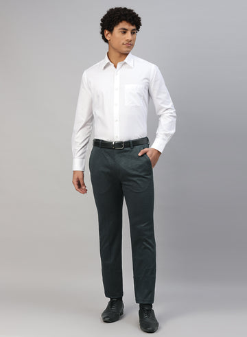Dark Green Knit Uncrushable Solid Formal Trouser