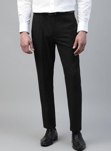 Black Polyblend Solid Formal Trouser