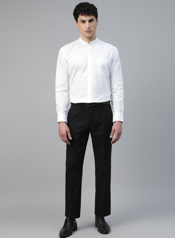 Black Polyblend Solid Formal Trouser