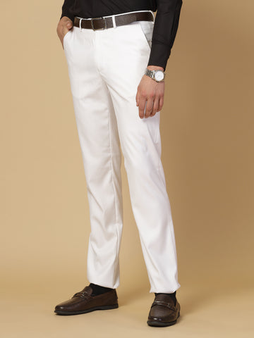 White Rayon Solid Trouser