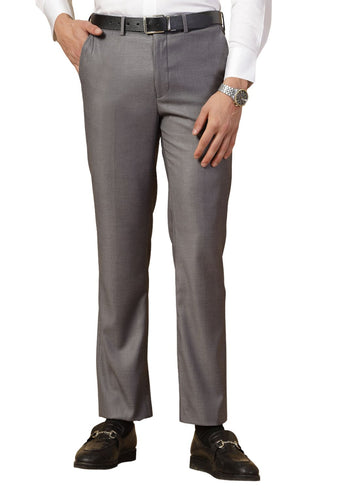 Grey Solid Smart Trouser